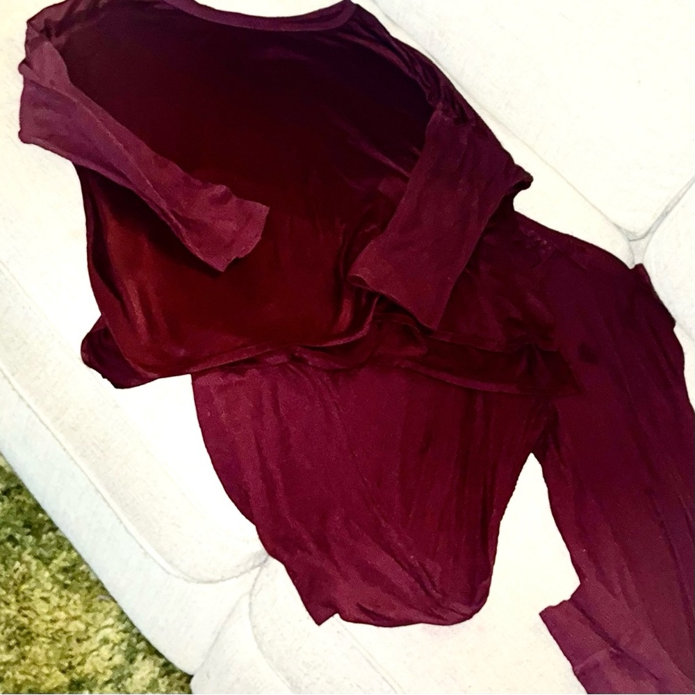 Joyspun Hacci Sleep Top and Pajama Pants—MAROON